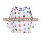 Ladies brand round neck elastic waist print blouse with sleeve colorful dot