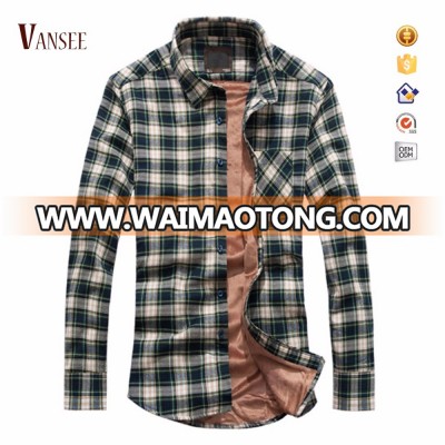 winter super thick warm double layers fleece lined flannel shirts big and small green check shirt