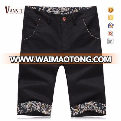 plain outside printing inside 4 pockets slim tight shorts for men