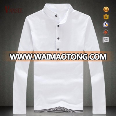 men's plain color all white black maroon long sleeve t shirts buttons up